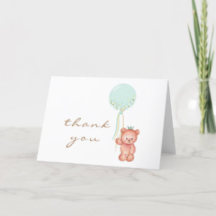 Niedliche Teddy Bear Balloon Babydusche Dankeskarte