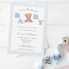 Niedliche Teddy Bear Blue Boy Baby Dusche Einladung