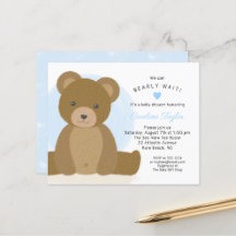 Niedliche Teddy Bear Blue Heart Boy Baby Dusche ei