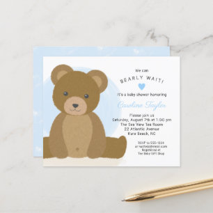 Niedliche Teddy Bear Blue Heart Boy Baby Dusche ei