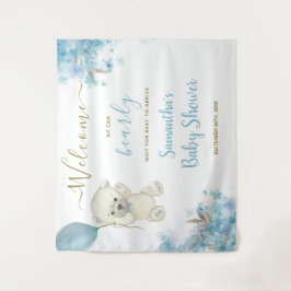 Niedliche Teddy Bear Boy Babydusche Begrüßungszeic Wandteppich