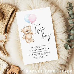 Niedliche Teddy Bear Boy Kinderdusche Einladung Flyer