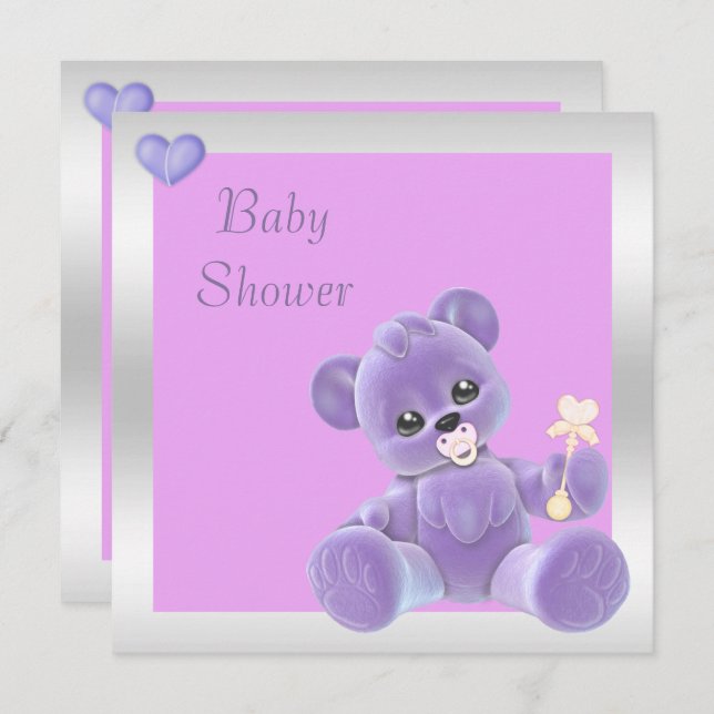 Niedliche Teddy Bear Doppelseide Babydusche Einladung (Vorne/Hinten)