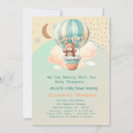 Niedliche Teddy Bear Hot Air Balloons Babydusche Einladung
