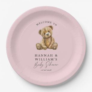 Niedliche Teddy Bear Pink Girl Babydusche Pappteller