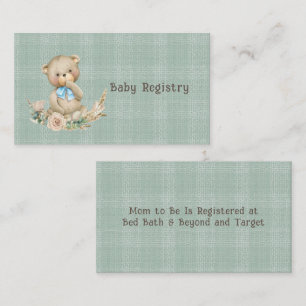 Niedliche Teddy Bear Wreath Baby Registry Business Visitenkarte