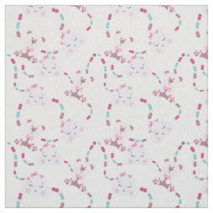 Niedliche Teddy Bears and Clouds Baby Girl Pattern Stoff