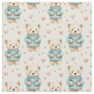 Niedliche Teddy Bears in Blue Sweaters Stoff