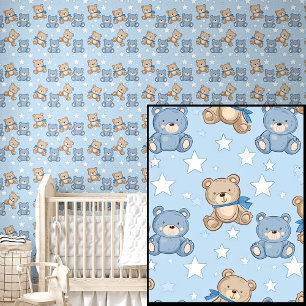 Niedliche Teddy Bears & Stars auf Soft Blue Tapete