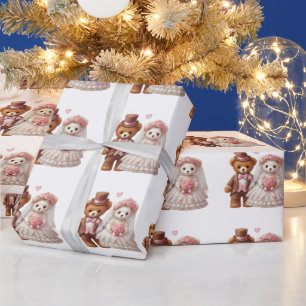 Niedliche Teddybär-Hochzeit Geschenkpapier