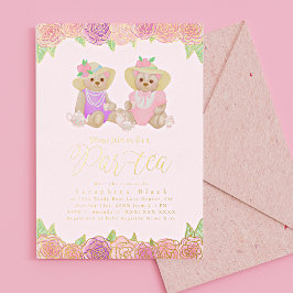 Niedliche Teddybär Hoher Tee Babydusche Folieneinladung