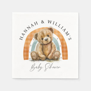 Niedliche Teddybär- und Regenbogen-Babydusche Serviette