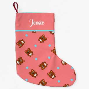 Niedliche Teddybären in Rosa Kleiner Weihnachtsstrumpf