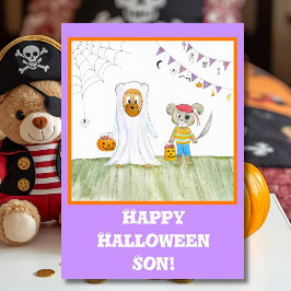 Niedliche Teddybären mit Aquarellfarbe Happy Hallo Karte