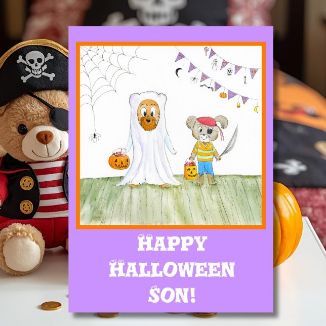 Niedliche Teddybären mit Aquarellfarbe Happy Hallo Karte (Von Creator hochgeladen)