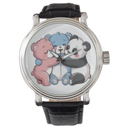 Niedliche Teddybären mit Panda Armbanduhr