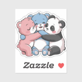 Niedliche Teddybären mit Panda Aufkleber