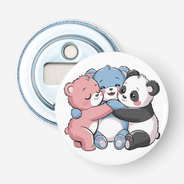 Niedliche Teddybären mit Panda Flaschenöffner (Vorderseite)