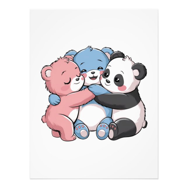 Niedliche Teddybären mit Panda Fotodruck (Vorne)