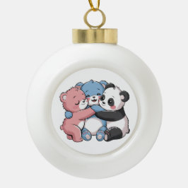Niedliche Teddybären mit Panda Keramik Kugel-Ornament