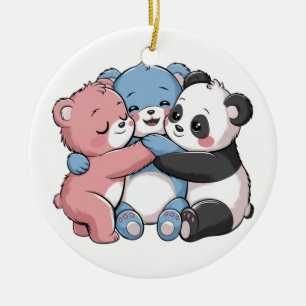 Niedliche Teddybären mit Panda Keramik Ornament