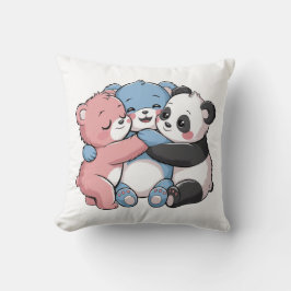 Niedliche Teddybären mit Panda Kissen