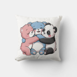 Niedliche Teddybären mit Panda Kissen