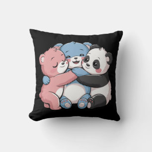 Niedliche Teddybären mit Panda Kissen