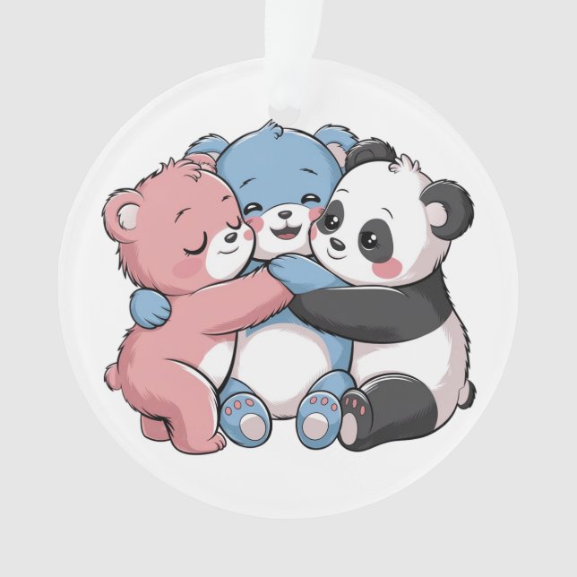 Niedliche Teddybären mit Panda Ornament (Vorderseite)