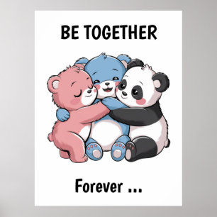 Niedliche Teddybären mit Panda Poster