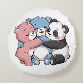 Niedliche Teddybären mit Panda Rundes Kissen