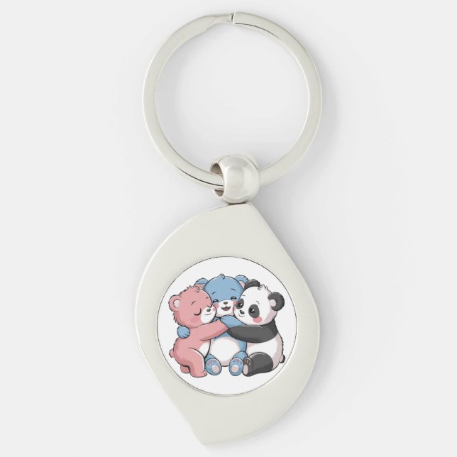 Niedliche Teddybären mit Panda Schlüsselanhänger (Vorderseite)