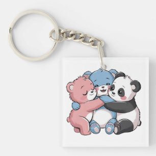 Niedliche Teddybären mit Panda Schlüsselanhänger