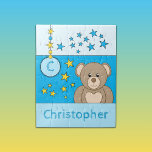 Niedliche Teddybären-Sterne heißen blau<br><div class="desc">Puzzle für Kinder.
Mit einem niedlichen braunen Teddybär,  Sternen und Namen.
Blau und Gelb.
Geschenkidee für Kinder.</div>