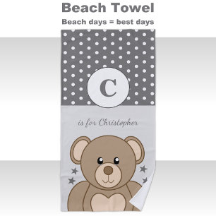 Niedliche Teddypolka stert grau-weiß Strandtuch