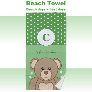 Niedliche Teddypolka stert grün und weiß Strandtuch