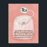 Niedliche Teebeutel Postkarte<br><div class="desc">Diese niedliche Teebag-Illustration in Rosa und Weiß wird jeden Tag aufheitern.</div>