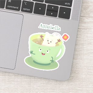 Niedliche Teebeutel-Tasse-Cartoon-Humorfigur Aufkleber