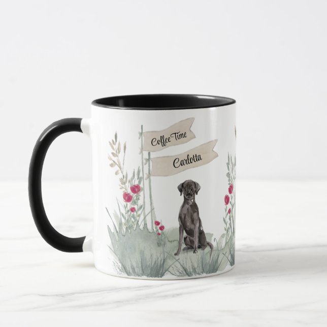 Niedliche Teezeit aus schwarzem Labrador Tasse (Links)