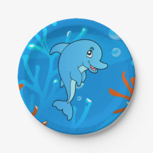 Niedliche Teller von Dolphin Ocean Aquatic Paper