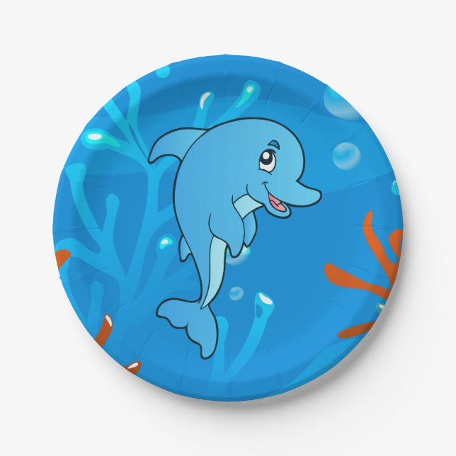 Niedliche Teller von Dolphin Ocean Aquatic Paper (Vorderseite)