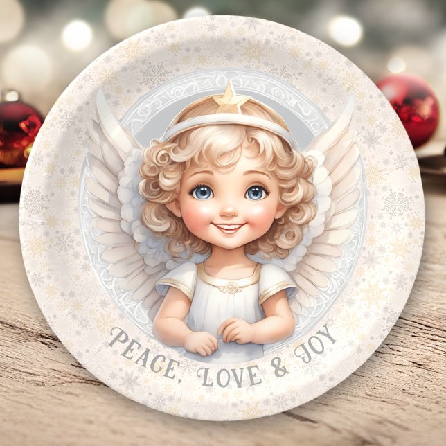 Niedliche Teller von Weihnachts-Engel (Cute Christmas Angel Paper Plates)