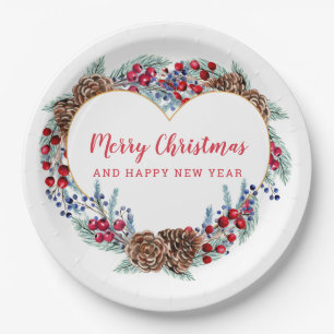 Niedliche Teller von Weihnachts-Herzklopfpapier
