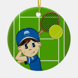 Niedliche Tennis-Jungen-Verzierung Keramik Ornament