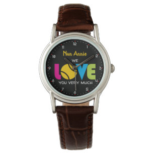 Niedliche Tennis-LIEBE - benutzerdefinierte Textbe Armbanduhr