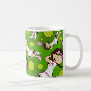 Niedliche Tennis-Mädchen-Tasse Kaffeetasse