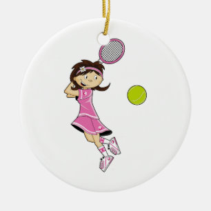 Niedliche Tennis-Mädchen-Verzierung Keramikornament