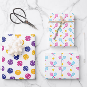 Niedliche Tennismotive Geschenkpapier Set