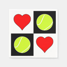 Niedliche Tennisplätze Balls & Hearts Party Napkin