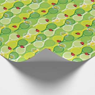 Niedliche Tennisschläger mit Ladevögelpapier Geschenkpapier